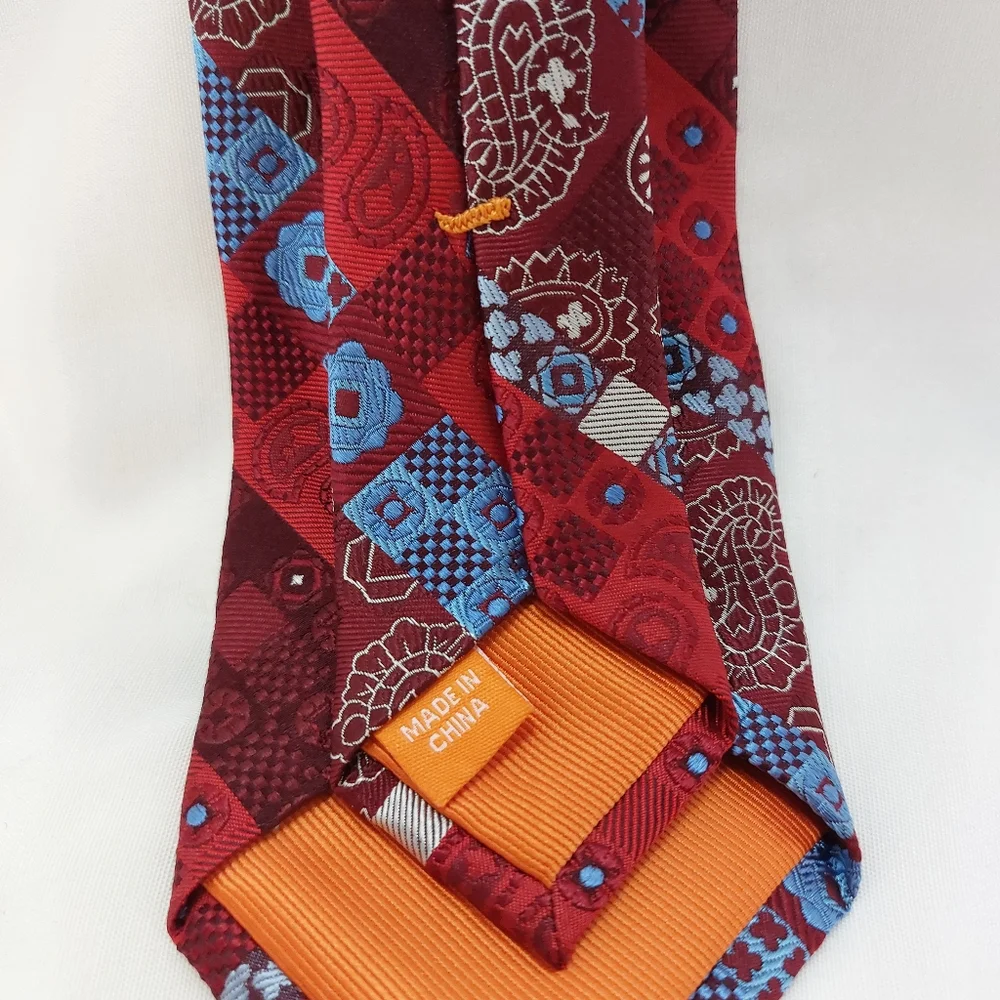 TALLIA 100% Silk Mens Necktie Red Paisley‎ Tie 56